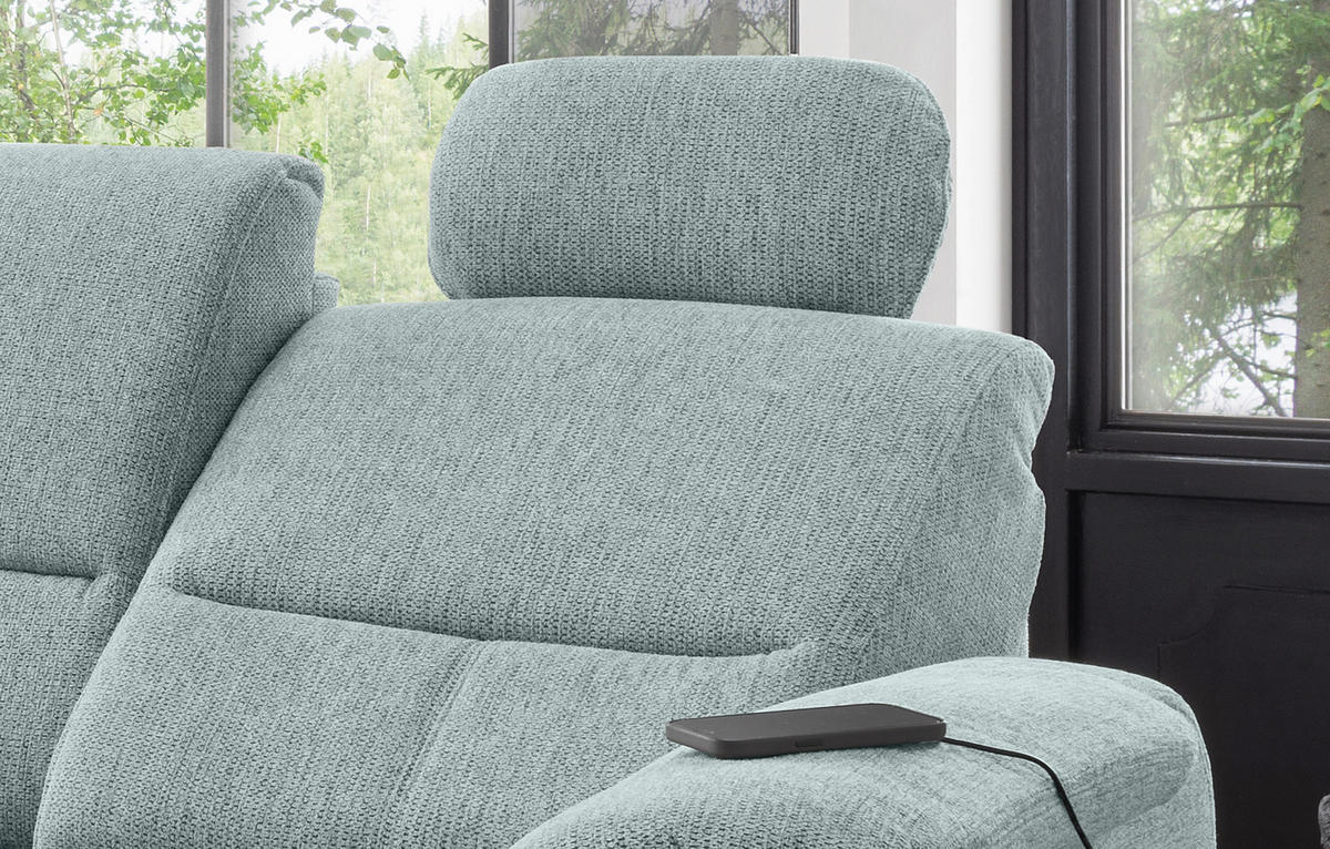 ECKSOFA in Chenille Blau  - Chromfarben/Blau, Konventionell, Textil/Metall (184/231cm) - Livetastic