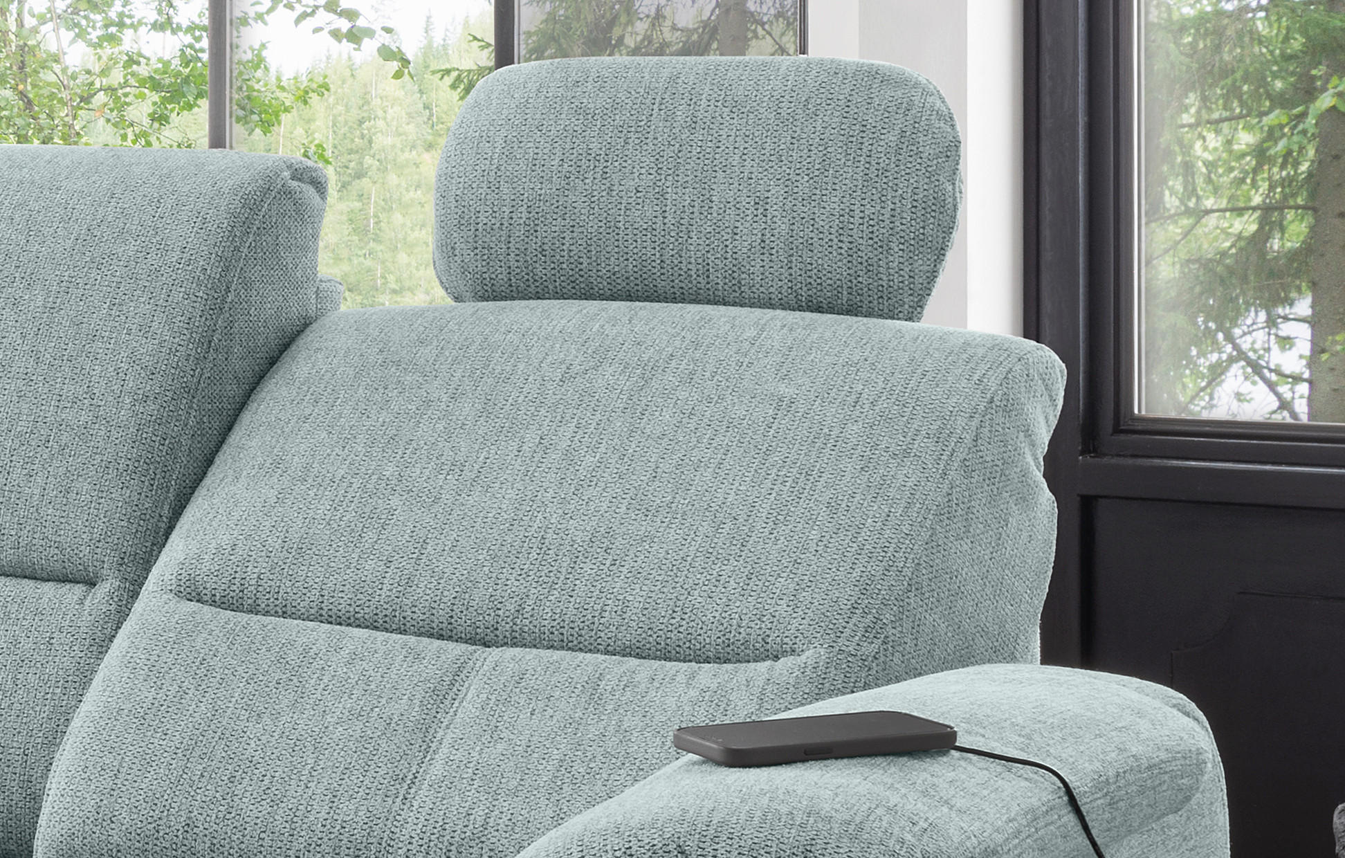 Thumbnail - Livetastic Ecksofa, Blau, Textil, Uni, 5-Sitzer, L-Form, Ottomane links, 292x165 cm, Made in EU, seitenverkehrt erhältli...