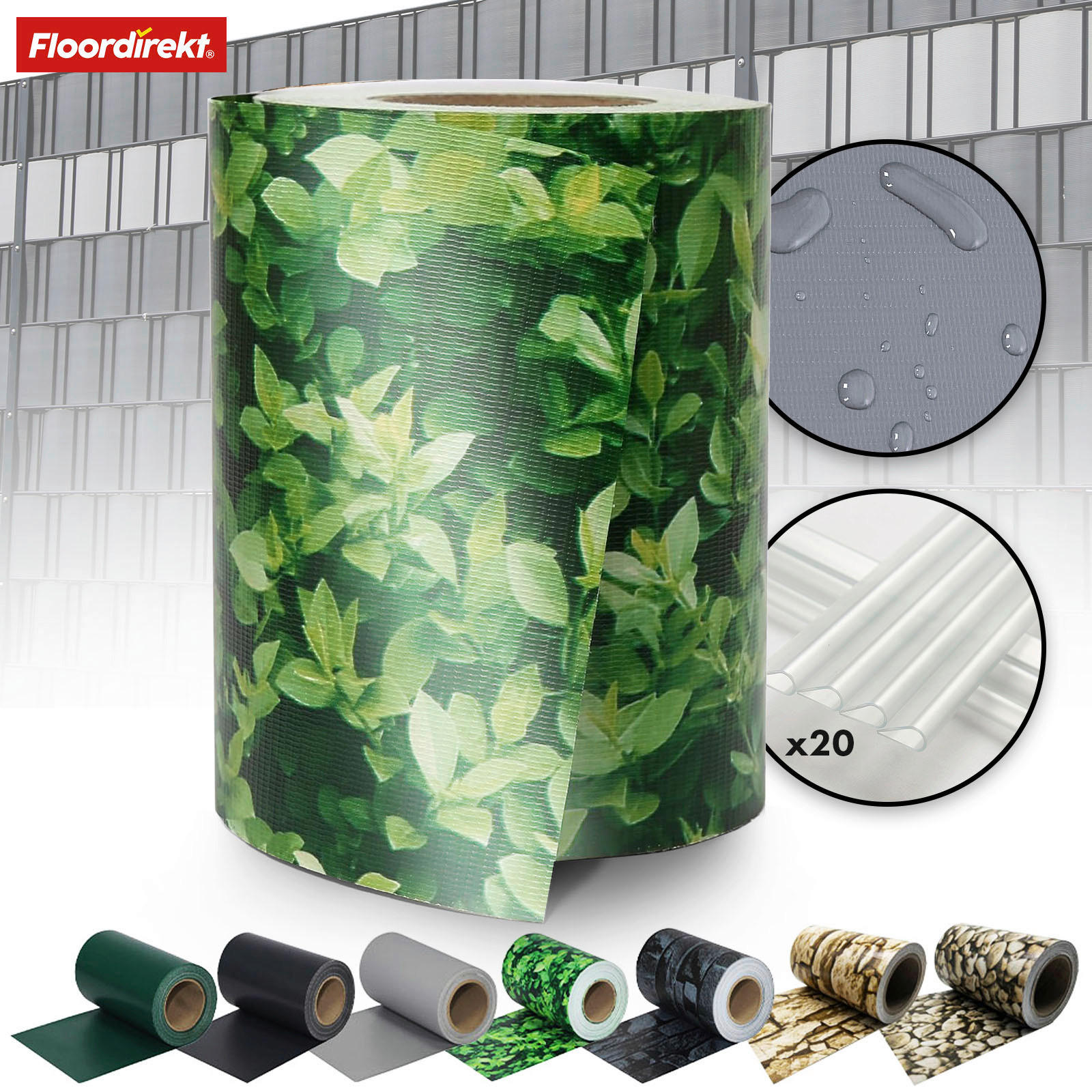 Floordirekt Sichtschutz PVC-Sichtschutzstreifen Dunkelgrün, Hellgrün 19x3500 cm