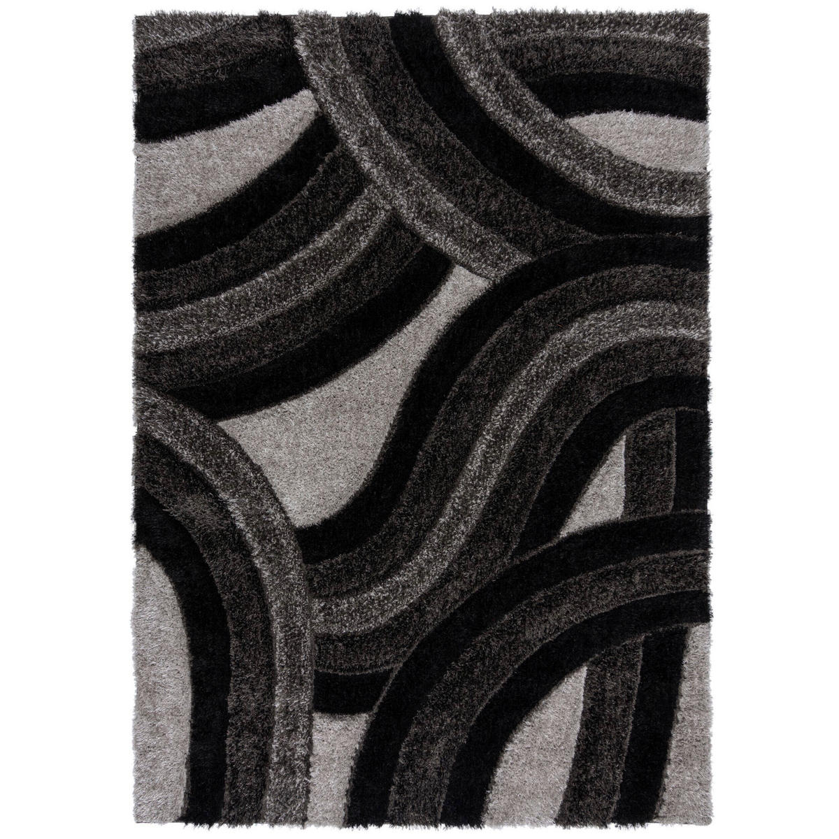SHAGGY 120/170 cm Velvet Grau, Schwarz  - Schwarz/Grau, Basics, Kunststoff/Textil (120/170cm)