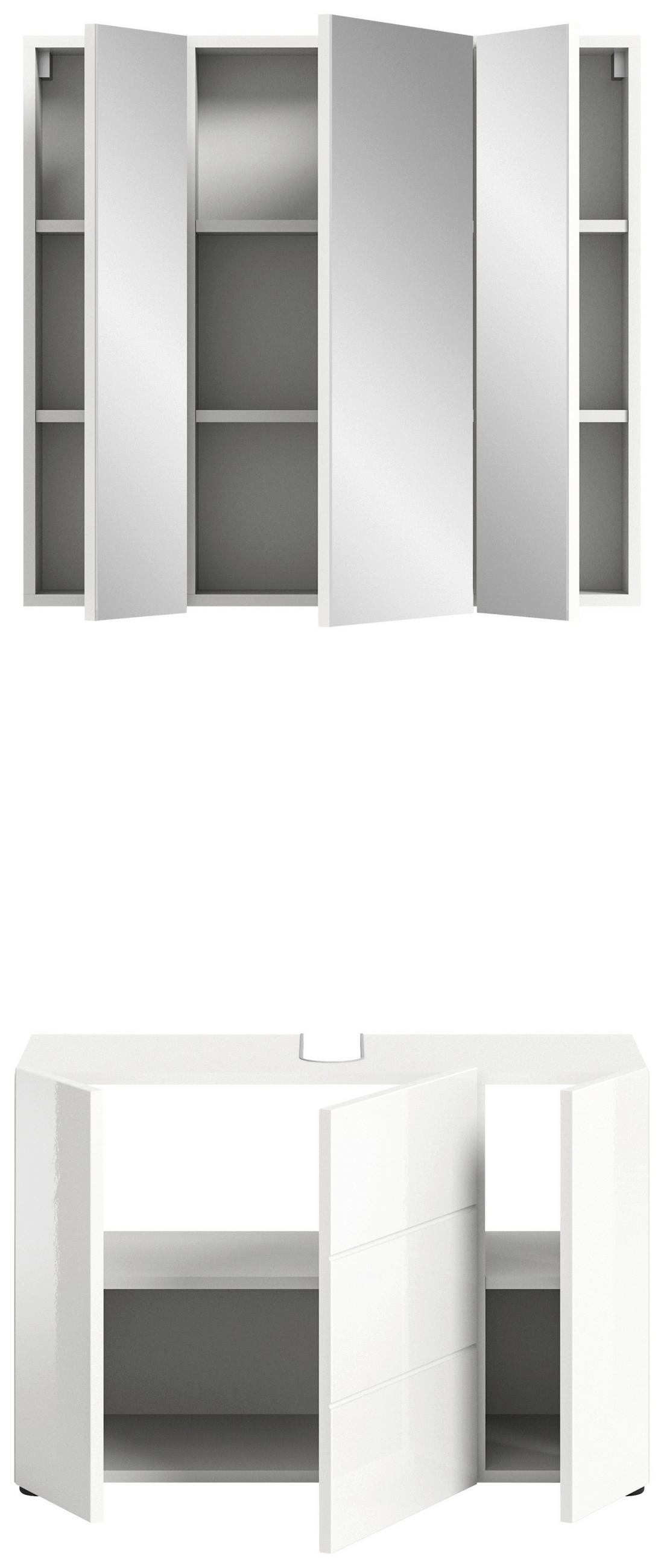 KOPALNICA  bela, bela, visoki sijaj  - črna/bela, Moderno, umetna masa/leseni material (82cm) - MID.YOU