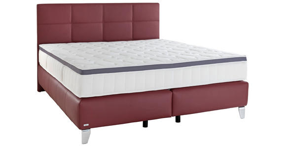 BOXSPRINGBETT 200/200 cm in Bordeaux - Chromfarben/Bordeaux, KONVENTIONELL, Leder/Textil (200/200cm) - Novel