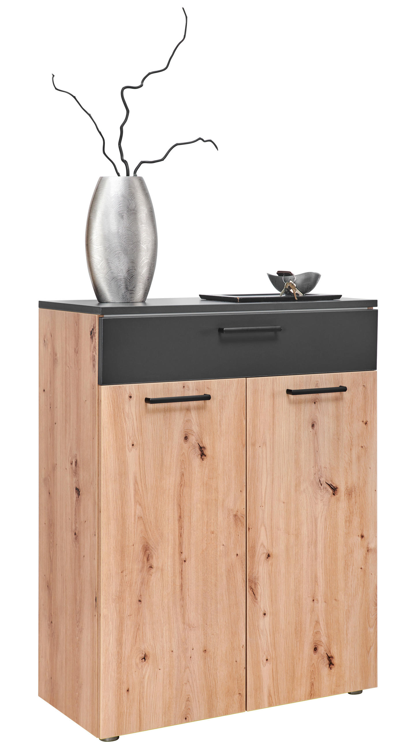 SCHUHSCHRANK 80/104/38 cm  - Eichefarben/Anthrazit, KONVENTIONELL, Holzwerkstoff/Kunststoff (80/104/38cm) - Moderano