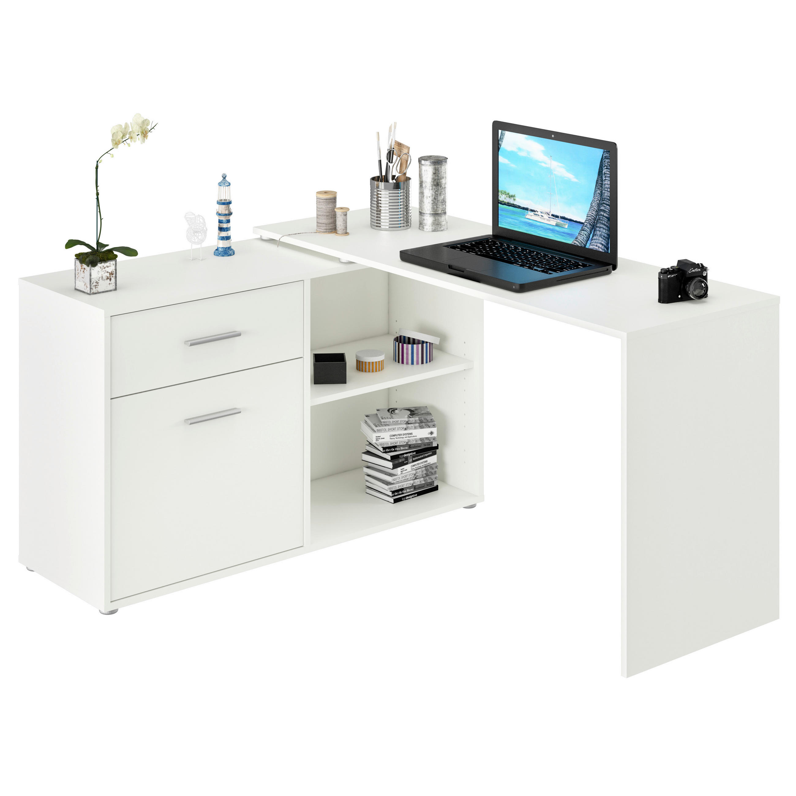 PÍSACÍ STÔL, biela, 138/74/120 cm - biela, Design, kompozitné drevo (138/74/120cm) - Xora