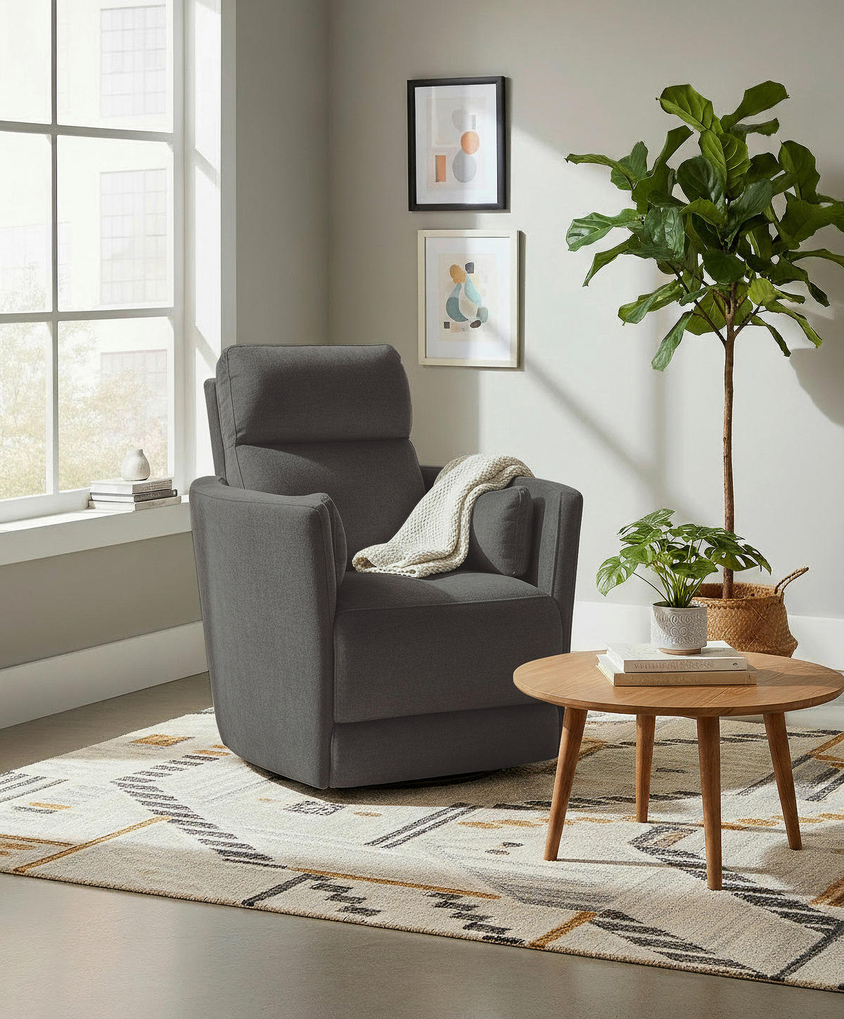 FERNSEHSESSEL  mit Zierkissen Webstoff Anthrazit  - Anthrazit/Schwarz, MODERN, Textil/Metall (91,4/101,6/96,5cm) - Livetastic