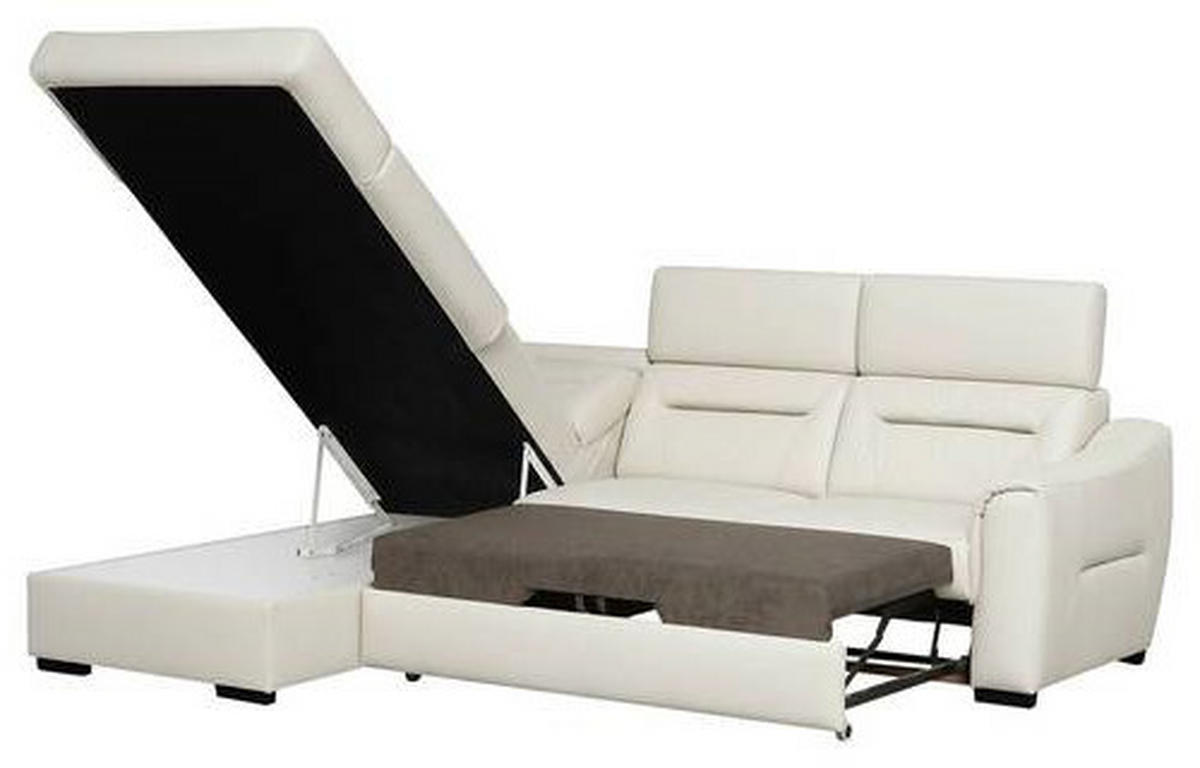 ECKSOFA Lederlook Echtleder Creme  - Wengefarben/Creme, Design, Leder/Holz (212/260cm) - Celina Home