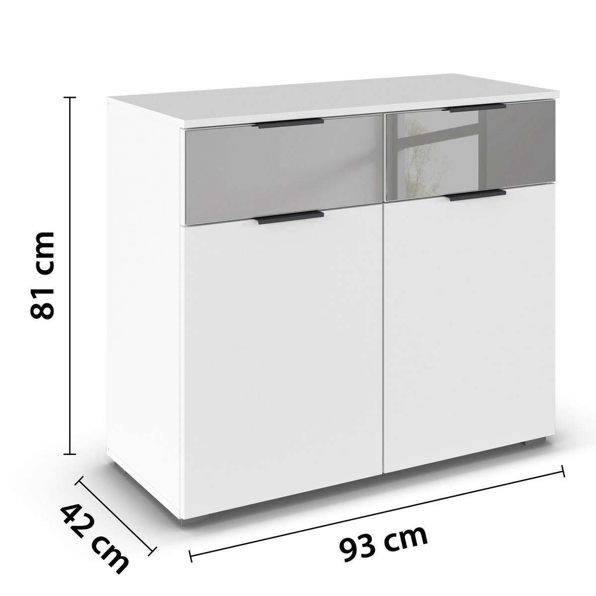 KOMMODE 93/81/42 cm  in  - Alufarben, Modern, Glas/Holzwerkstoff (93/81/42cm) - Rauch Möbel