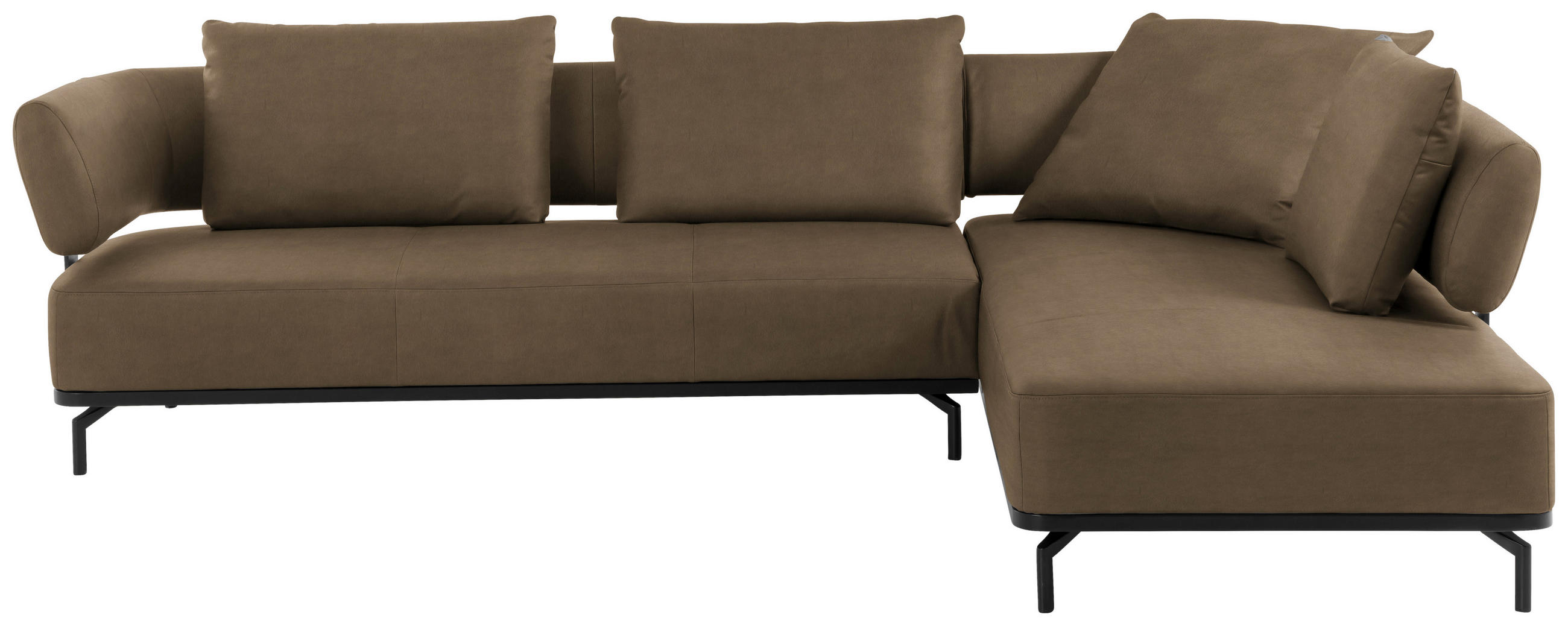 ECKSOFA in Echtleder Braun  - Schwarz/Braun, Design, Leder/Metall (302/237cm) - Dieter Knoll