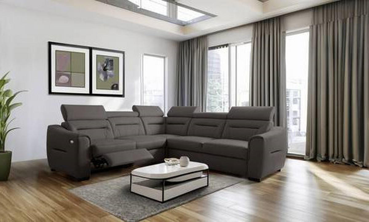 ECKSOFA Lederlook Echtleder Dunkelbraun  - Wengefarben/Dunkelbraun, Design, Leder/Holz (260/260cm) - Celina Home