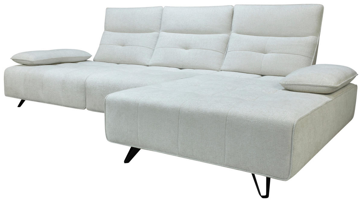 ECKSOFA Creme Chenille  - Creme/Schwarz, Design, Kunststoff/Textil (314/162cm) - Livetastic