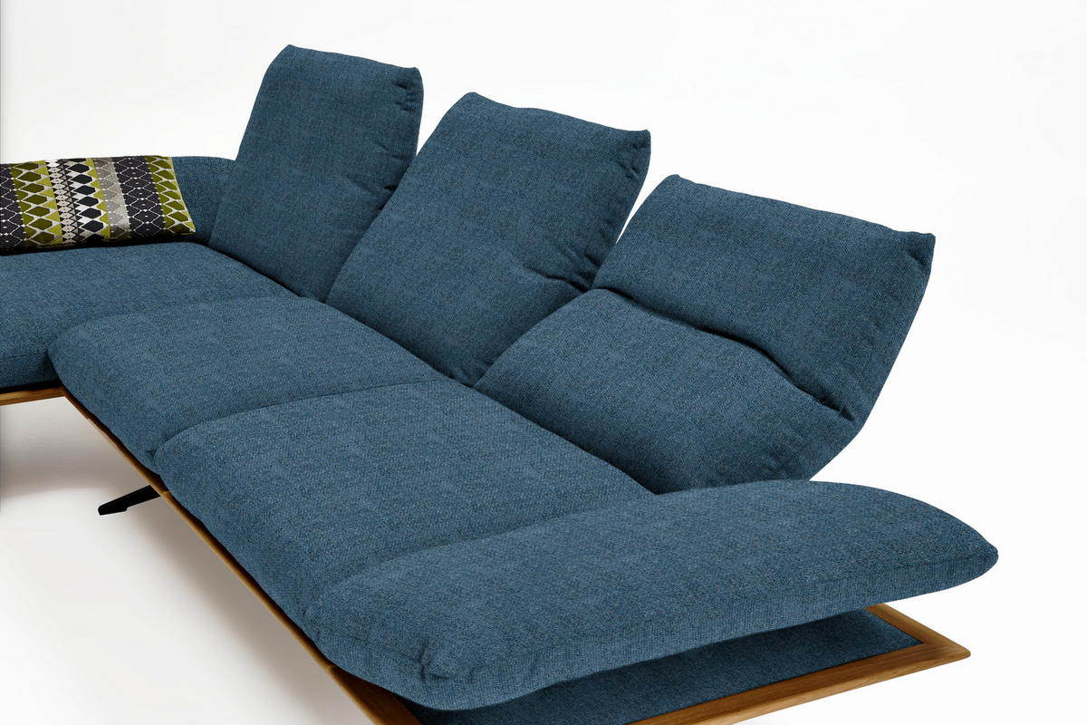 ECKSOFA in Flachgewebe Blau  159/314 cm  - Blau/Schwarz, Design, Holz/Textil (159/314cm) - Dieter Knoll