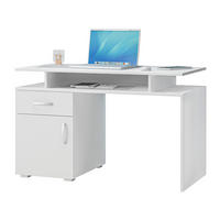 PISALNA MIZA leseni material bela  - bela/barve aluminija, Design, kovina/leseni material (110/75/55cm) - Boxxx