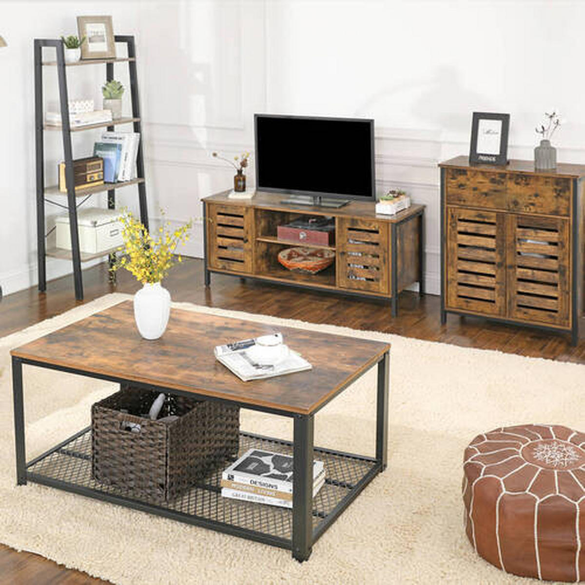 KOMODA, hnědá, černá, 70/80/30 cm - černá/hnědá, Trend, kov/kompozitní dřevo (70/80/30cm) - Boxxx