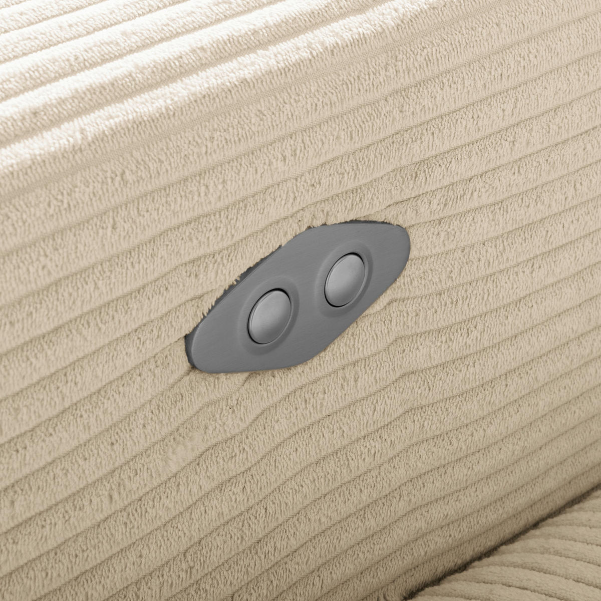 ECKSOFA RENO Beige Cord Relaxfunktion, Kopfteilverstellung  - Beige/Schwarz, Design, Kunststoff/Textil (248/184cm) - Livetastic