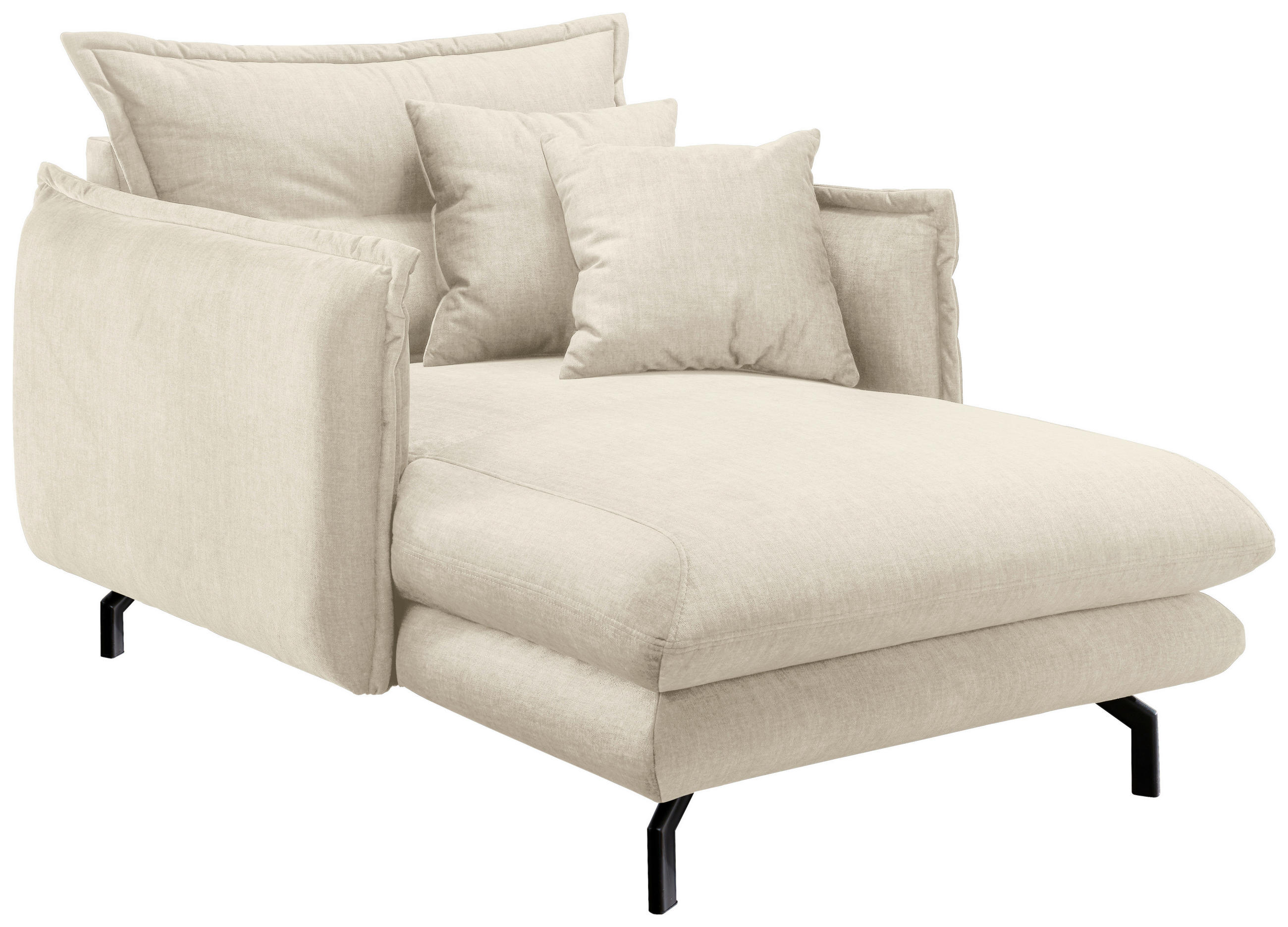 XXL-SESSEL Velours Beige    - Beige/Schwarz, MODERN, Textil/Metall (111/101/167cm) - Livetastic