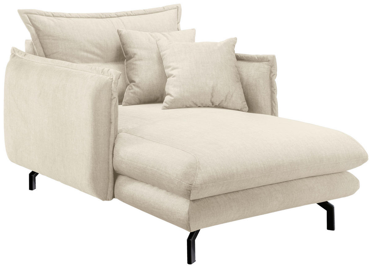 XXL-SESSEL Velours Beige    - Beige/Schwarz, MODERN, Textil/Metall (111/101/167cm) - Livetastic