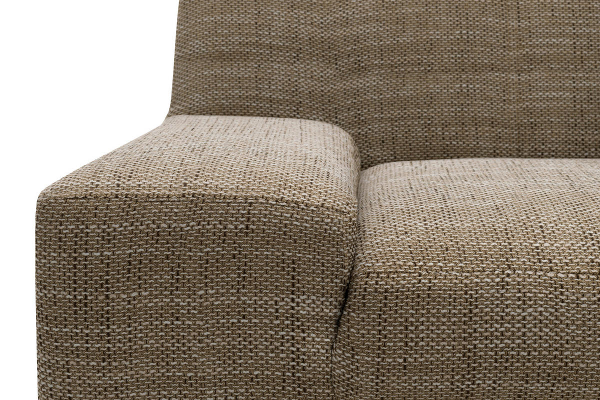 ECKSOFA Braun, Beige Webstoff  - Wengefarben/Beige, Design, Holz/Textil (268/153cm) - MID.YOU
