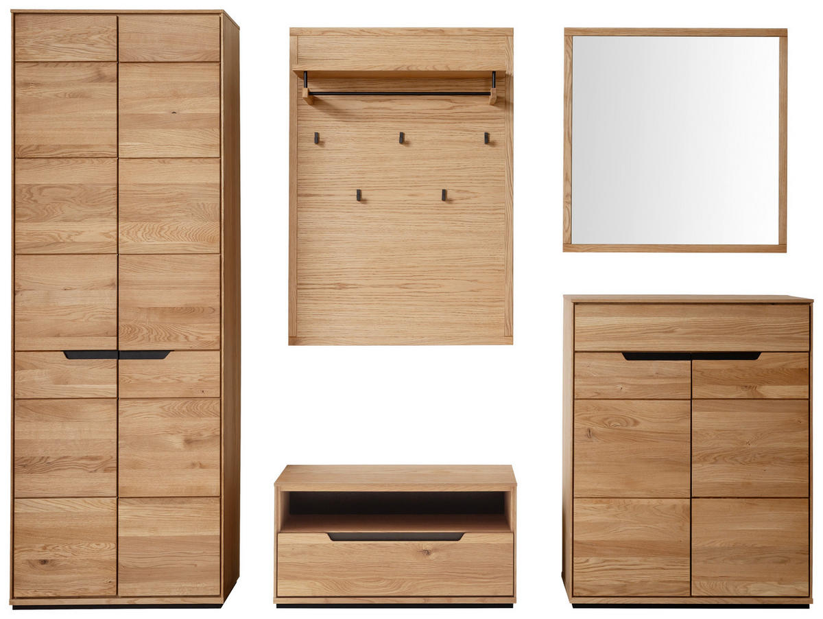 GARDEROBE 5-teilig  in 267/195/41 cm  - Wildeiche, Natur, Holz/Holzwerkstoff (267/195/41cm) - Linea Natura
