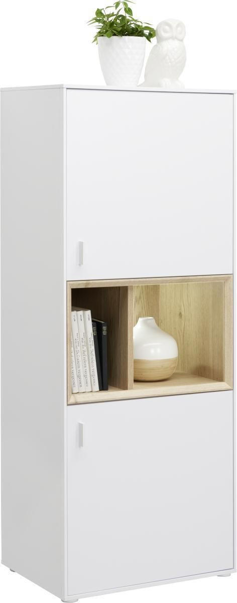 KOMODA - bílá/barvy dubu, Design, kompozitní dřevo/plast (55/136/40cm) - Hom`in