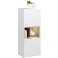 KOMODA  - bílá/barvy dubu, Design, kompozitní dřevo/plast (55/136/40cm) - Hom`in