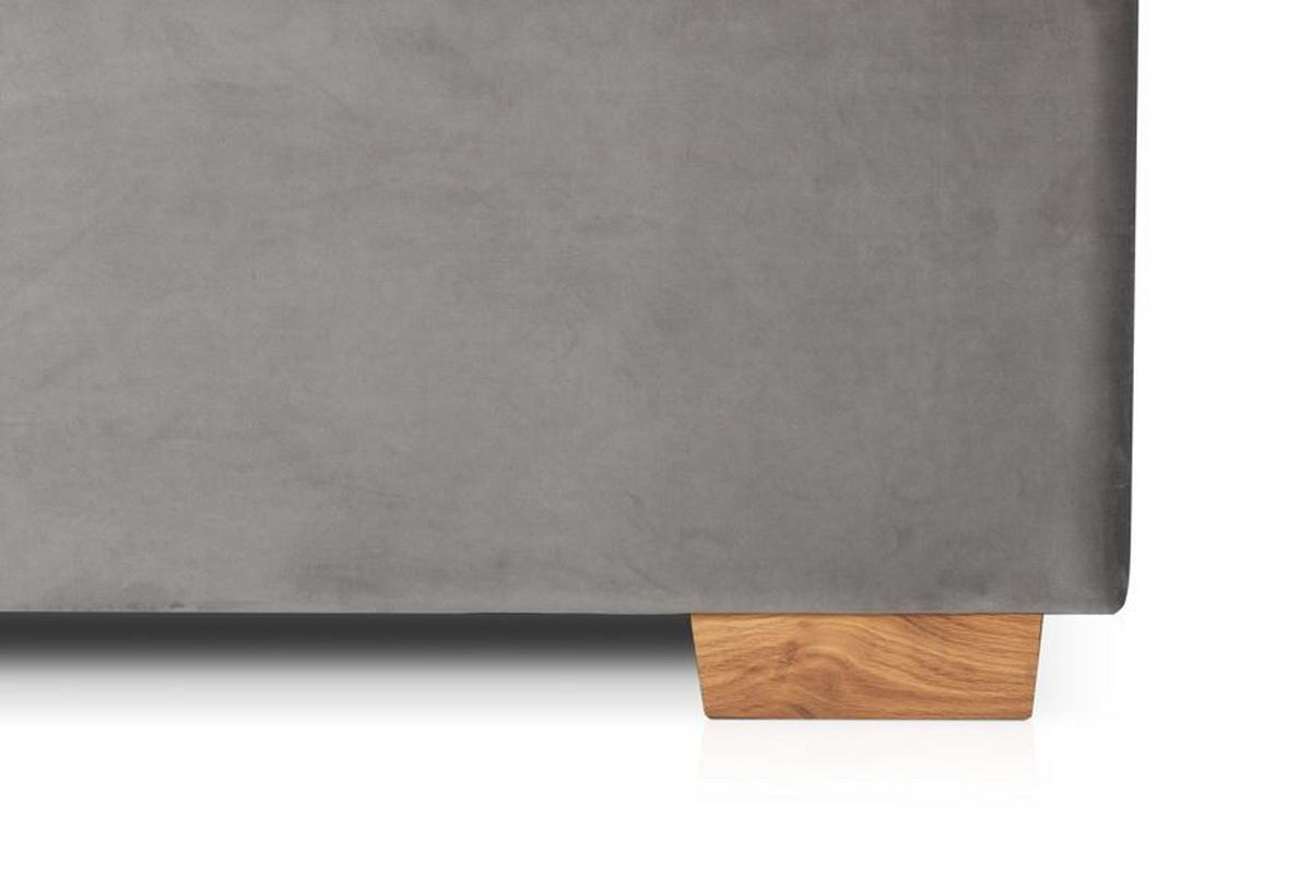 Pat tapitat 160x200 cm  in gri  - culoare lemn stejar/negru, Modern, metal/lemn (160/200cm) - Carryhome
