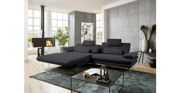 ECKSOFA in Webstoff Anthrazit  - Anthrazit/Schwarz, Design, Textil/Metall (184/284cm) - Dieter Knoll