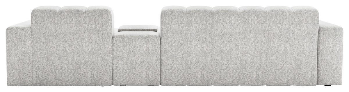 ECKSOFA Perlmutt Chenille Stauraum, Getränkehalter  - Perlmutt/Schwarz, MODERN, Kunststoff/Textil (299/150cm) - Milino