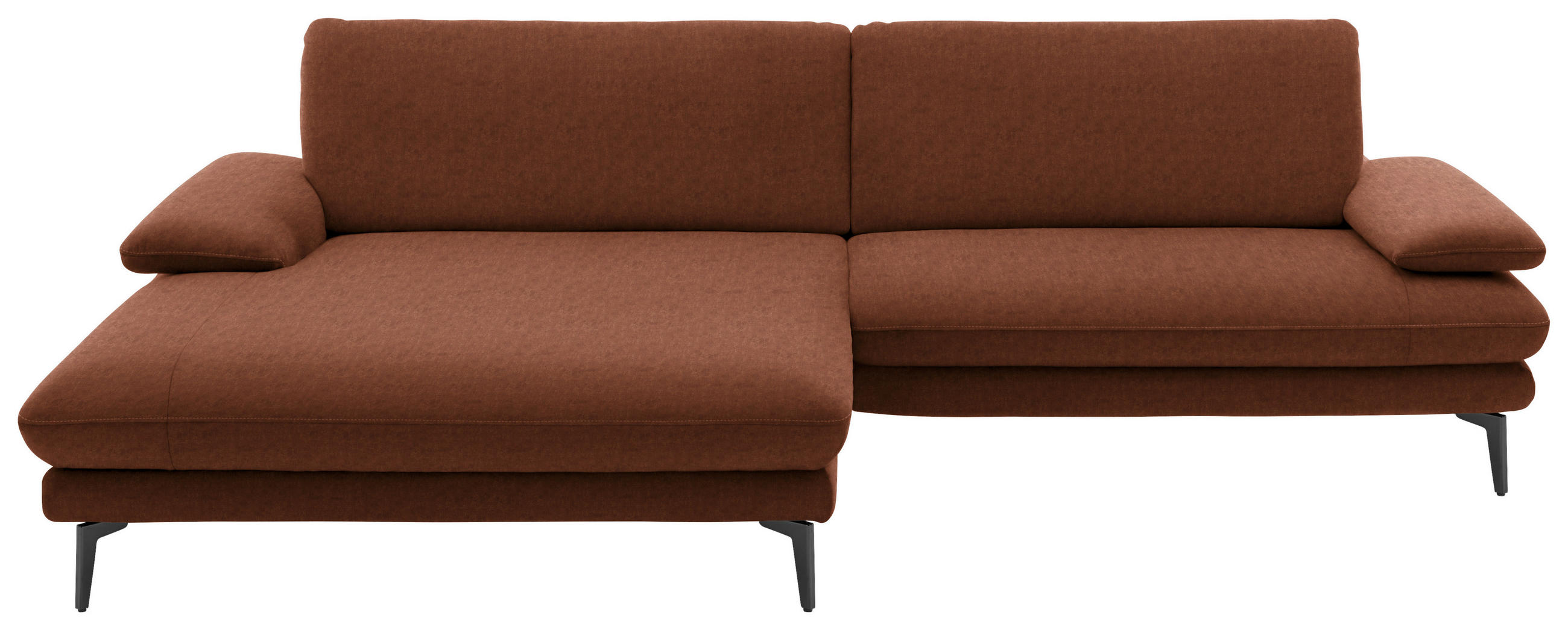 ECKSOFA in Velours Kupferfarben  - Schwarz/Kupferfarben, Design, Textil/Metall (184/284cm) - Dieter Knoll