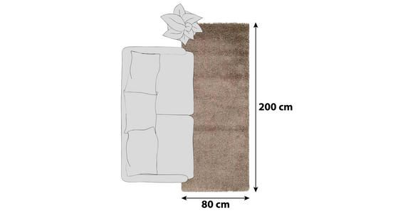 HOCHFLORTEPPICH 80/200 cm Fashion Shaggy Hellbraun - Hellbraun, Basics, Textil (80/200cm) - Novel