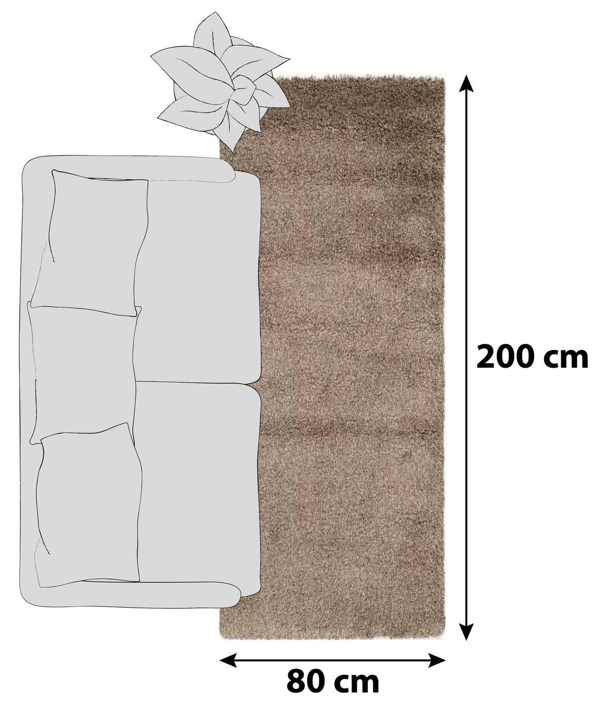 LÄUFER 80/200 cm Fashion Shaggy Hellbraun  - Hellbraun, Basics, Textil (80/200cm) - Novel