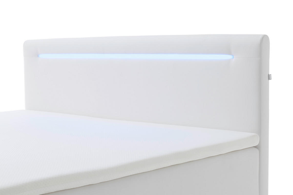 BOXBETT 180/200 cm  in Weiß  - Edelstahlfarben/Weiß, MODERN, Kunststoff/Textil (180/200cm) - Livetastic