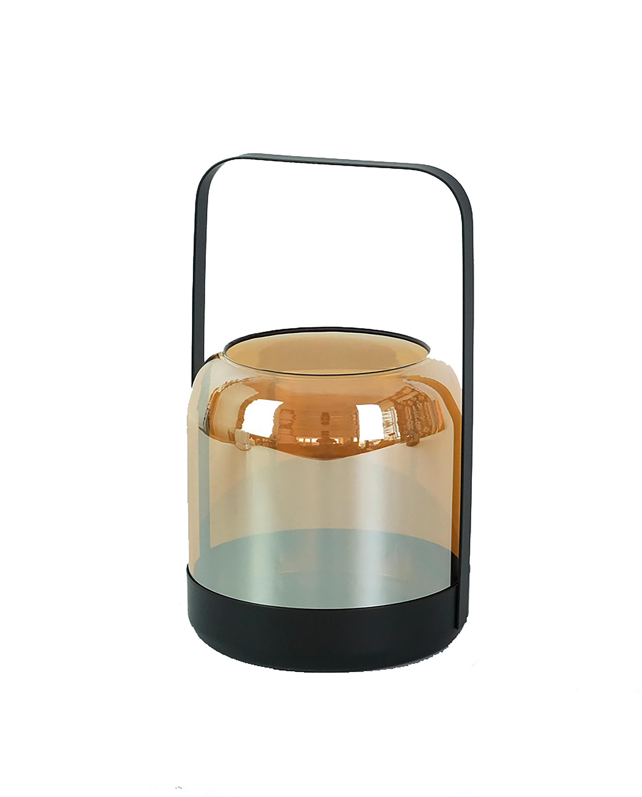 LATERNE - Bernsteinfarben/Schwarz, Design, Glas/Metall (14,8/24cm)