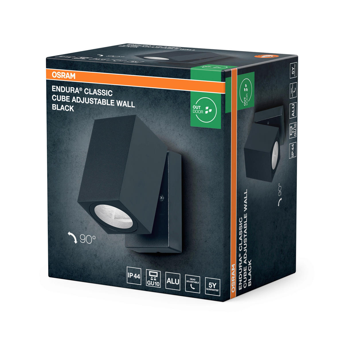 AUßENWANDLEUCHTE 6,6/9,3/10 cm   - Schwarz, Basics, Metall (6,6/9,3/10cm) - Osram