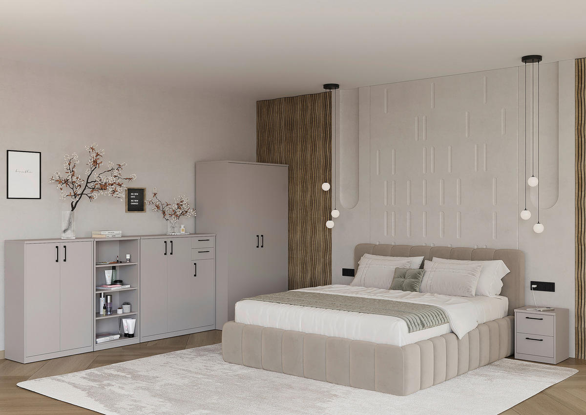 COMODĂ 72/84/36 cm  - cașmir/negru, Basics, plastic/material pe bază de lemn (72/84/36cm) - Xora