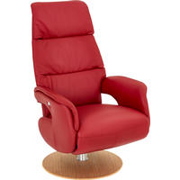 RELAXSESSEL in Holz, Leder Rot, Eichefarben  - Eichefarben/Rot, Design, Leder/Holz (71/112/80cm) - Welnova
