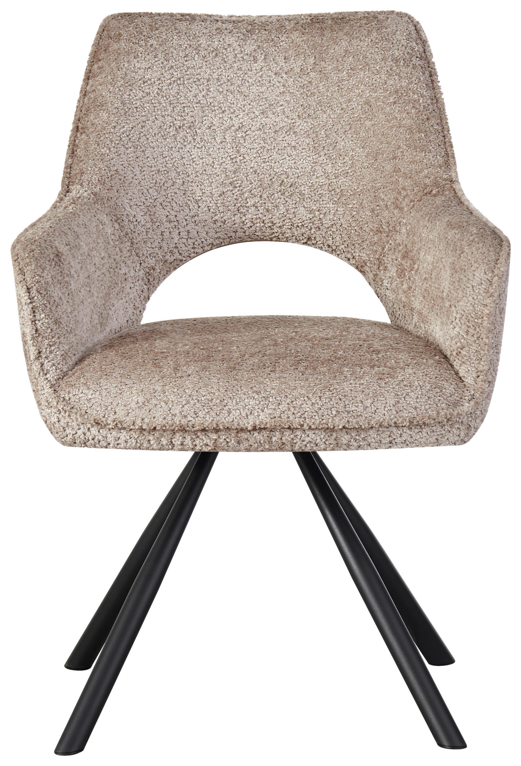 ARMLEHNSTUHL  in Eisen Teddystoff  - Taupe/Schwarz, Design, Textil/Metall (60/85/63cm) - Ambia Home