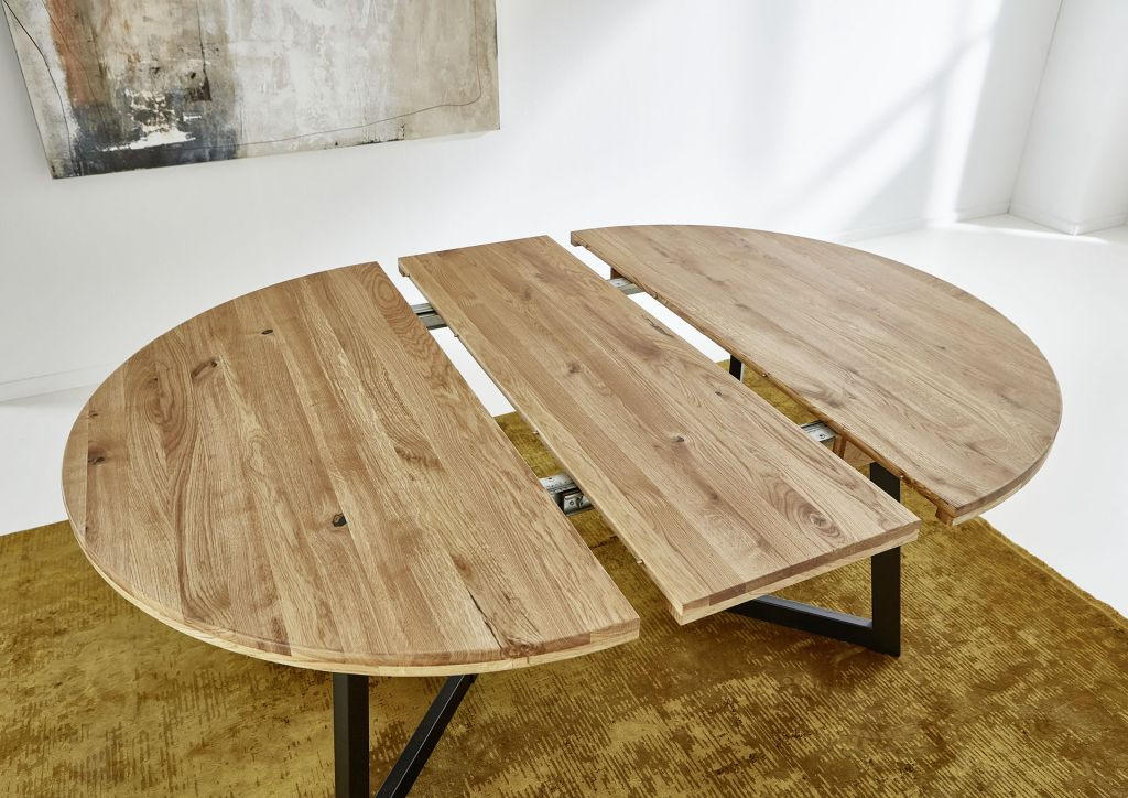 STOL NA IZVLAČENJE  boje hrasta  drvo      - boje hrasta/crna, Konvencionalno, drvo/metal (130cm)