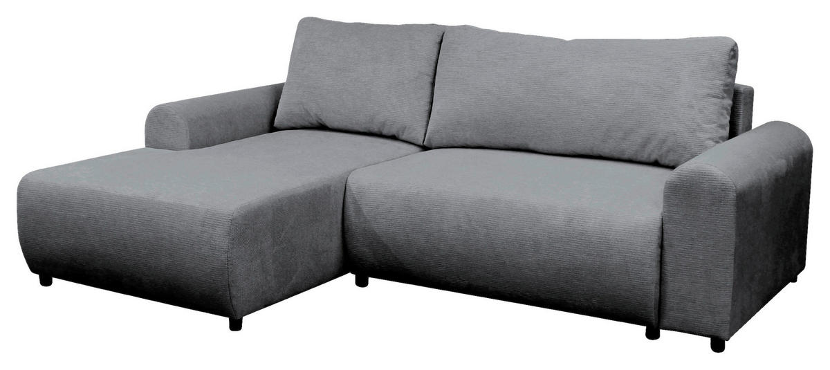 ECKSOFA in Struktur Grau  160/250 cm  - Schwarz/Grau, Design, Kunststoff/Textil (160/250cm) - MID.YOU