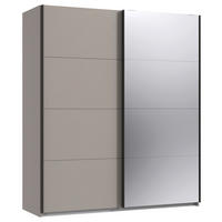SCHWEBETÜRENSCHRANK in Graphitfarben, Sahara  - Schwarz/Graphitfarben, Design, Glas/Holzwerkstoff (180/208/65cm) - Carryhome