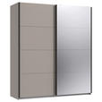SCHWEBETÜRENSCHRANK  in Graphitfarben, Sahara  - Schwarz/Graphitfarben, Design, Glas/Holzwerkstoff (180/208/65cm) - Carryhome