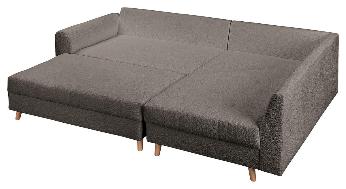 ECKSOFA inkl. Hocker Ariella in Bouclé Dunkelgrau  231/161 cm  - Dunkelgrau/Naturfarben, Design, Holz/Textil (231/161cm) - Livetastic