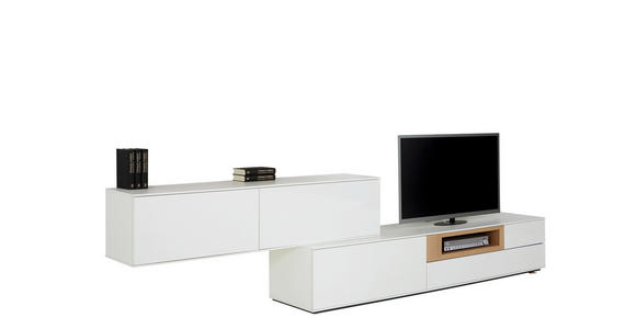 WOHNWAND Wildeiche furniert Eichefarben, Weiß - Eichefarben/Weiß, Design, Holz (315/77/47cm) - Dieter Knoll