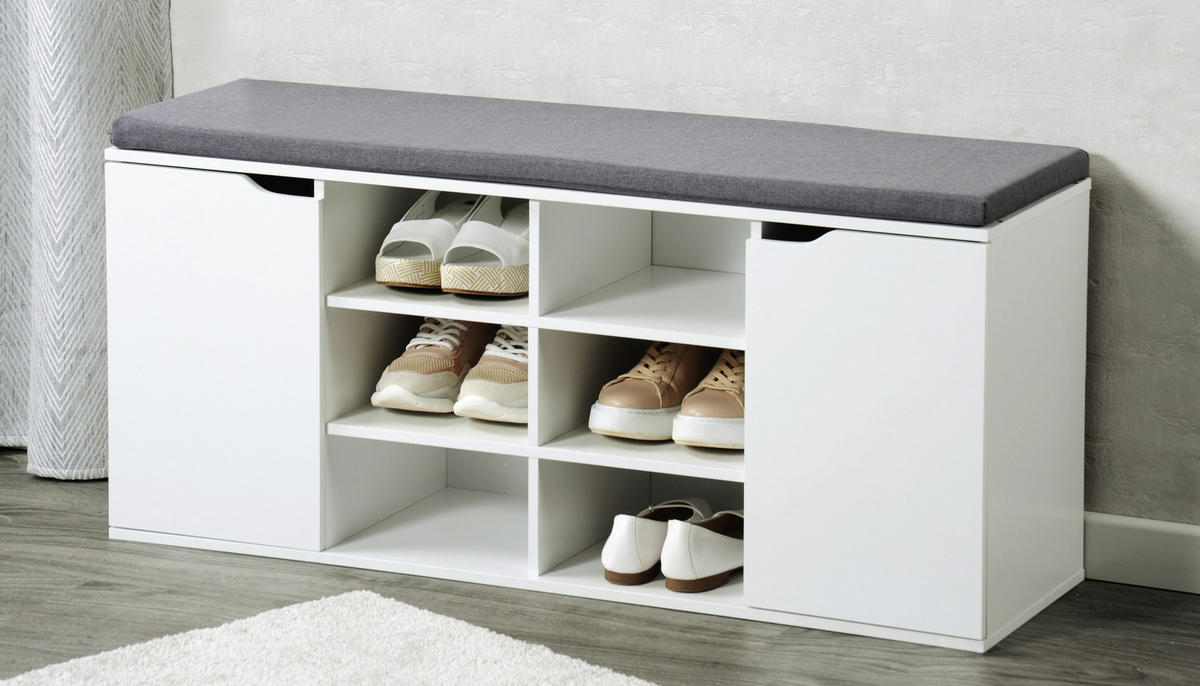 GARDEROBENBANK - Weiß/Grau, Basics (103/48/30,50cm) - Kesper