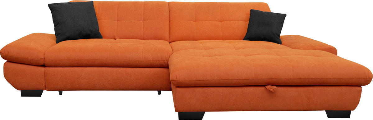 ECKSOFA in Mikrofaser Orange  - Schwarz/Orange, Design, Textil/Metall (290/198cm) - Xora