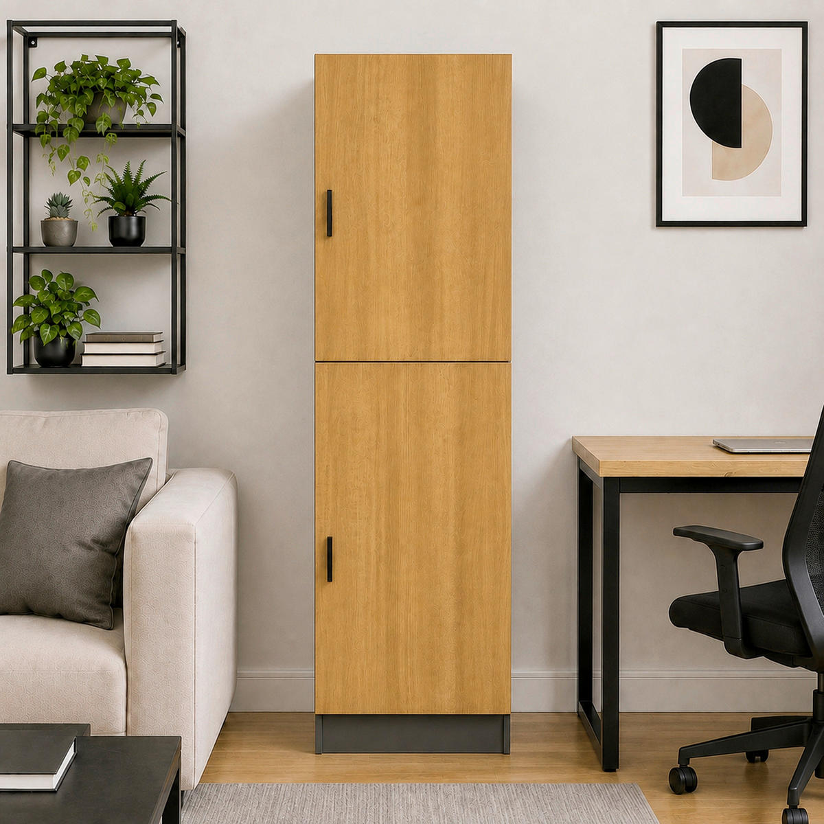AKTENSCHRANK Anthrazit, Honigeiche  - Honigeiche/Anthrazit, MODERN, Holzwerkstoff (52/183/32cm) - MID.YOU