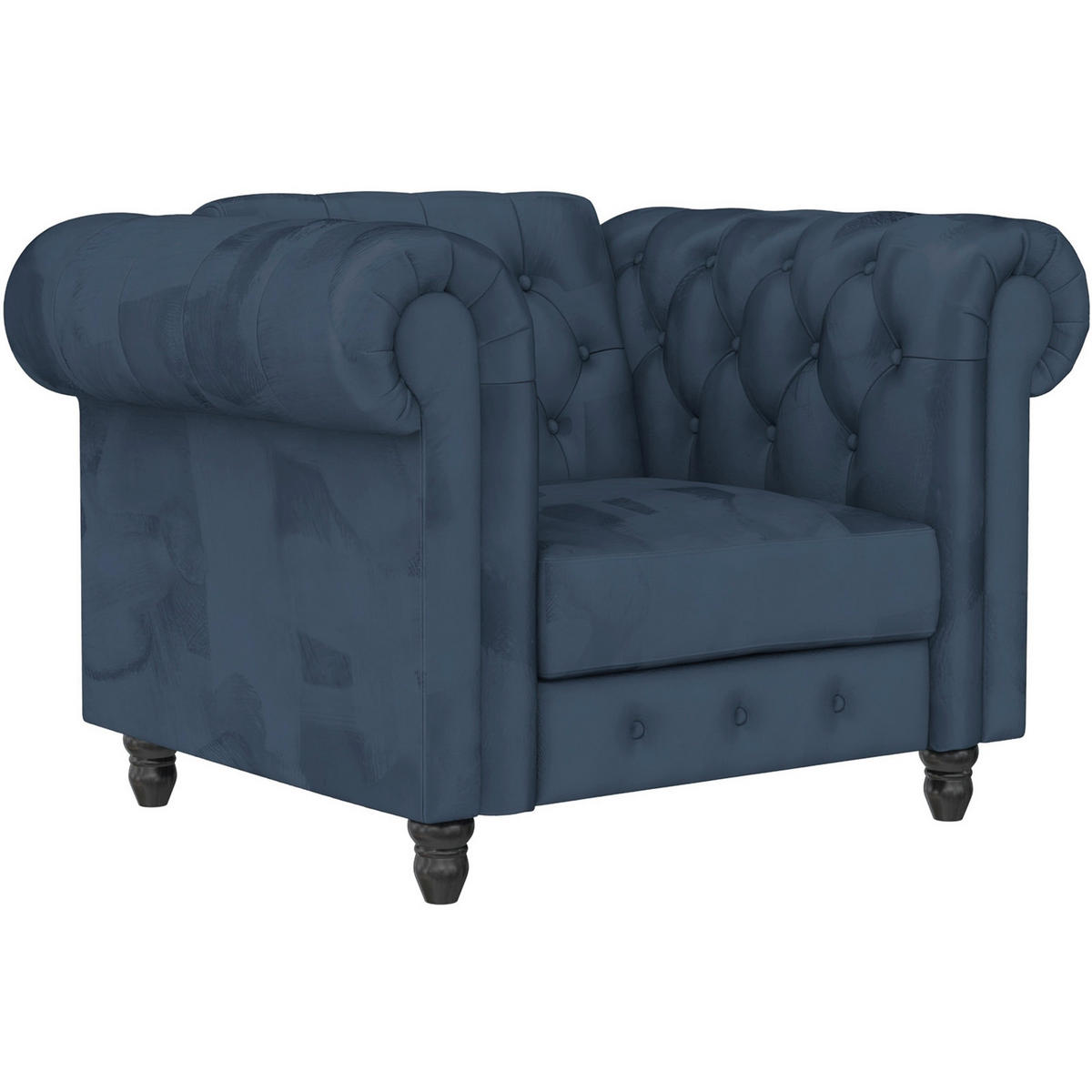 SESSEL in Velours Blau  - Blau/Schwarz, Basics, Holz/Textil (111/83/87cm) - Livetastic