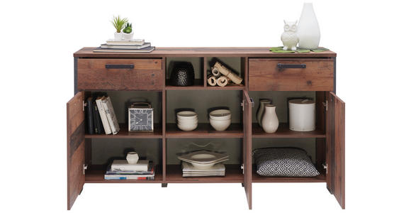 SIDEBOARD  156,4/86,3/41,6 cm 2 Schublade(n)  - Dunkelgrau/Dunkelbraun, Design, Holzwerkstoff/Kunststoff (156,4/86,3/41,6cm) - Carryhome