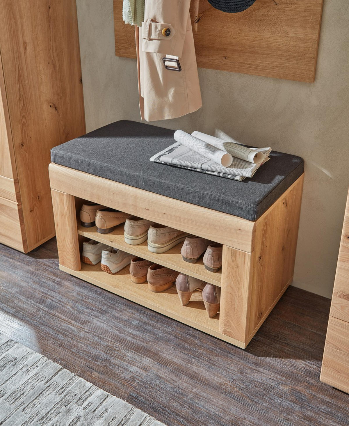 GARDEROBE  in 240/194/39 cm  - Eschefarben, Design, Glas/Holz (240/194/39cm) - Livetastic