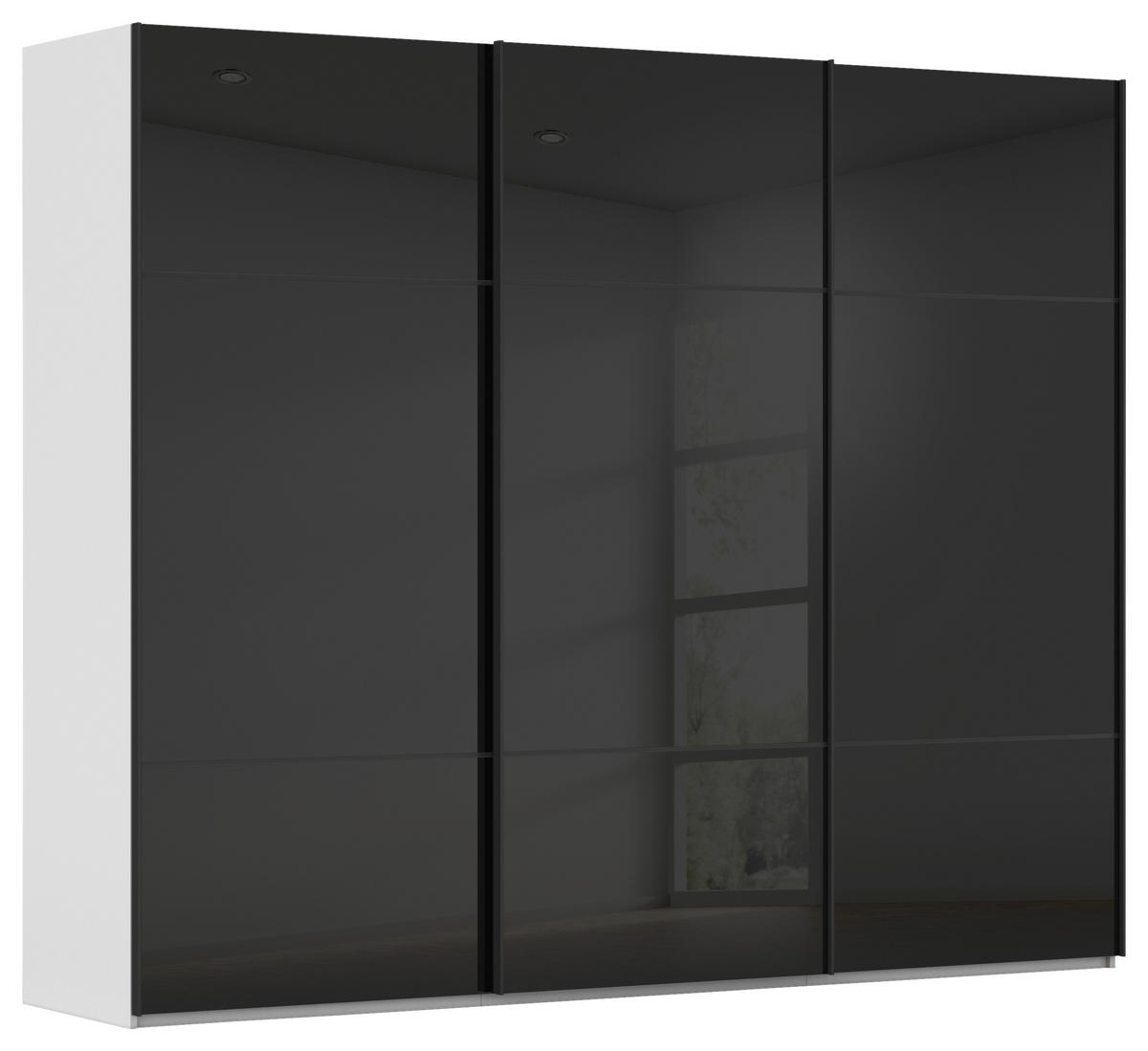 SCHWEBETÜRENSCHRANK 242/223/68 cm 3-türig Grau, Schwarz  - Schwarz/Grau, KONVENTIONELL, Glas/Holzwerkstoff (242/223/68cm) - Novel