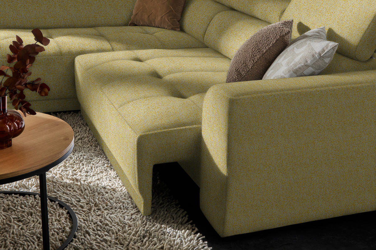 ECKSOFA in Struktur Gelb  205/284 cm  - Gelb/Schwarz, Design, Kunststoff/Textil (205/284cm) - Xora